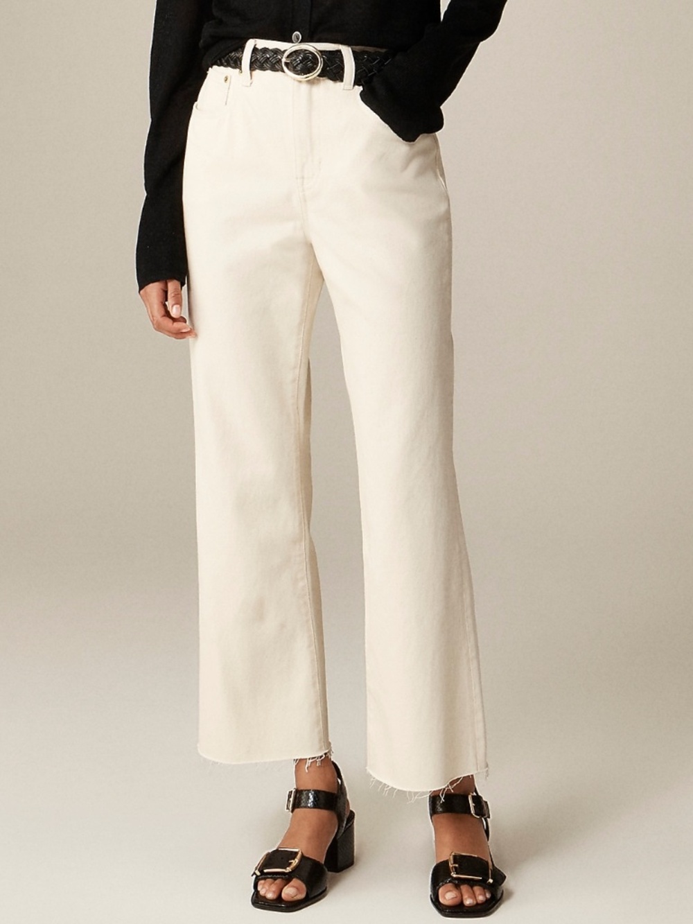 NWT J. Crew Mid-rise Relaxed Kickout Jean in Ecru Wash - 26
